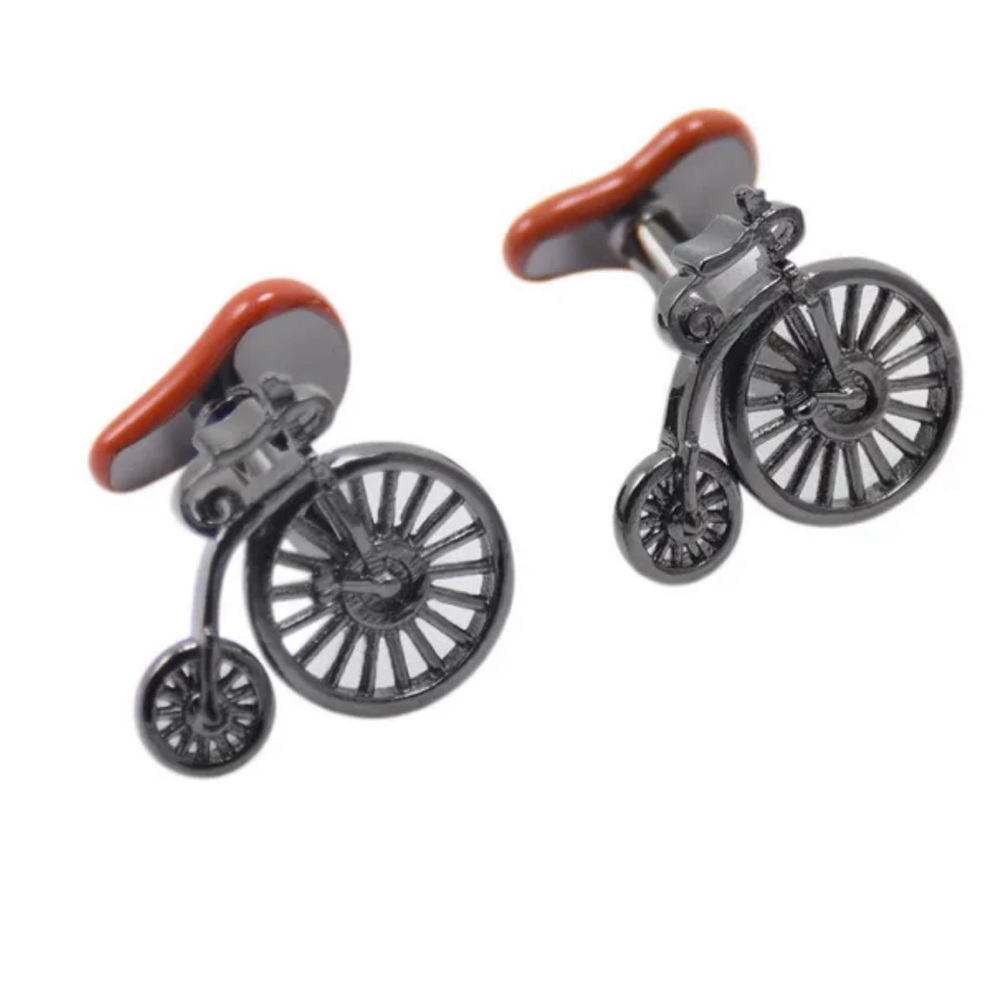 Mens Red Bicycle Brand Enamel Cufflinks Pair Great Wedding Or Fashion Gift